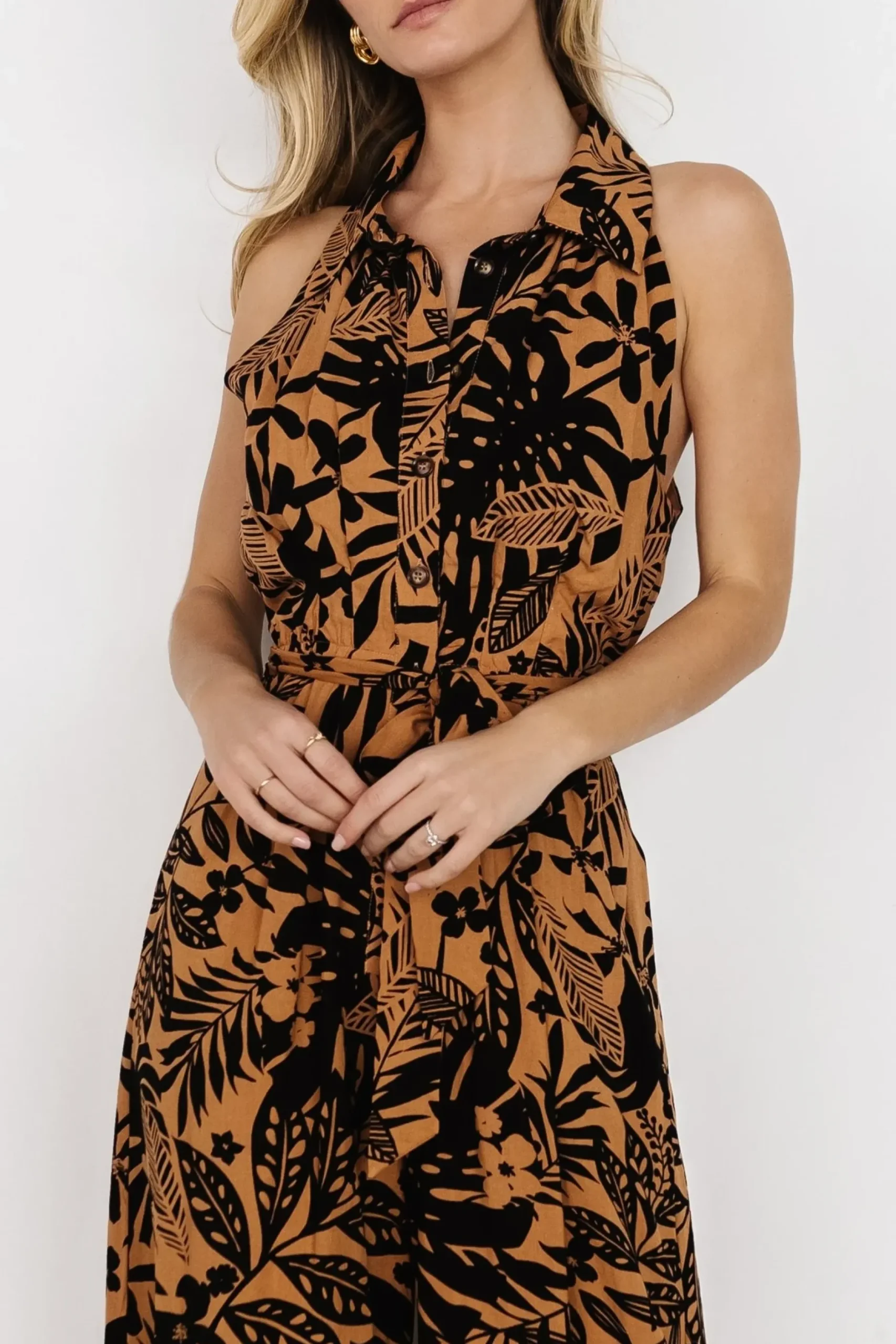 Baltic Born JUMPSUITS + ROMPERS|Zendaya Jumpsuit | Camel + Black Print
