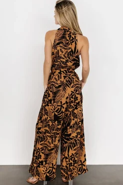 Baltic Born JUMPSUITS + ROMPERS|Zendaya Jumpsuit | Camel + Black Print