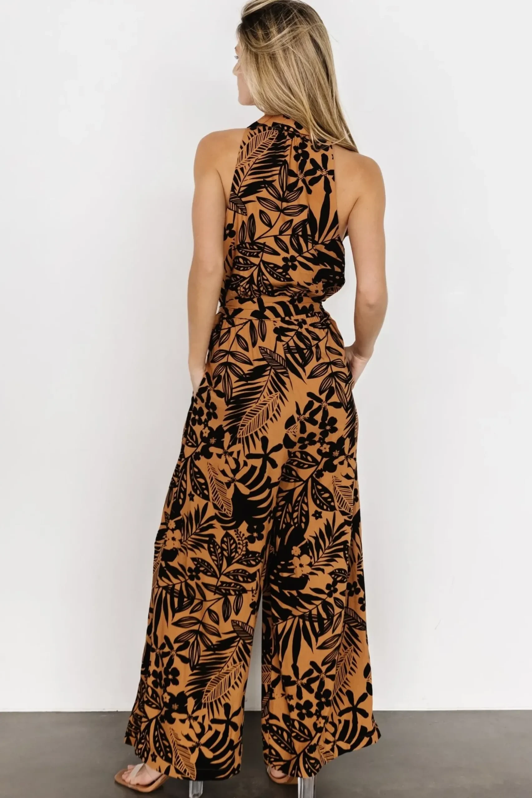 Baltic Born JUMPSUITS + ROMPERS|Zendaya Jumpsuit | Camel + Black Print