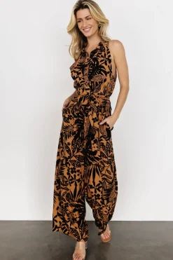 Baltic Born JUMPSUITS + ROMPERS|Zendaya Jumpsuit | Camel + Black Print
