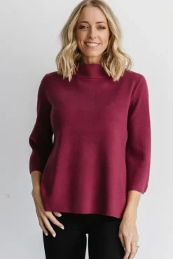 Baltic Born EXTENDED SIZING|Zola Bell Sleeve Sweater | Burgundy