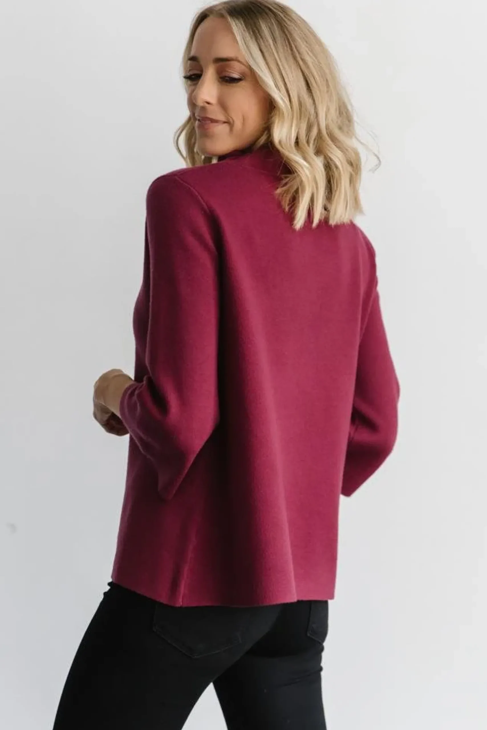 Baltic Born EXTENDED SIZING|Zola Bell Sleeve Sweater | Burgundy