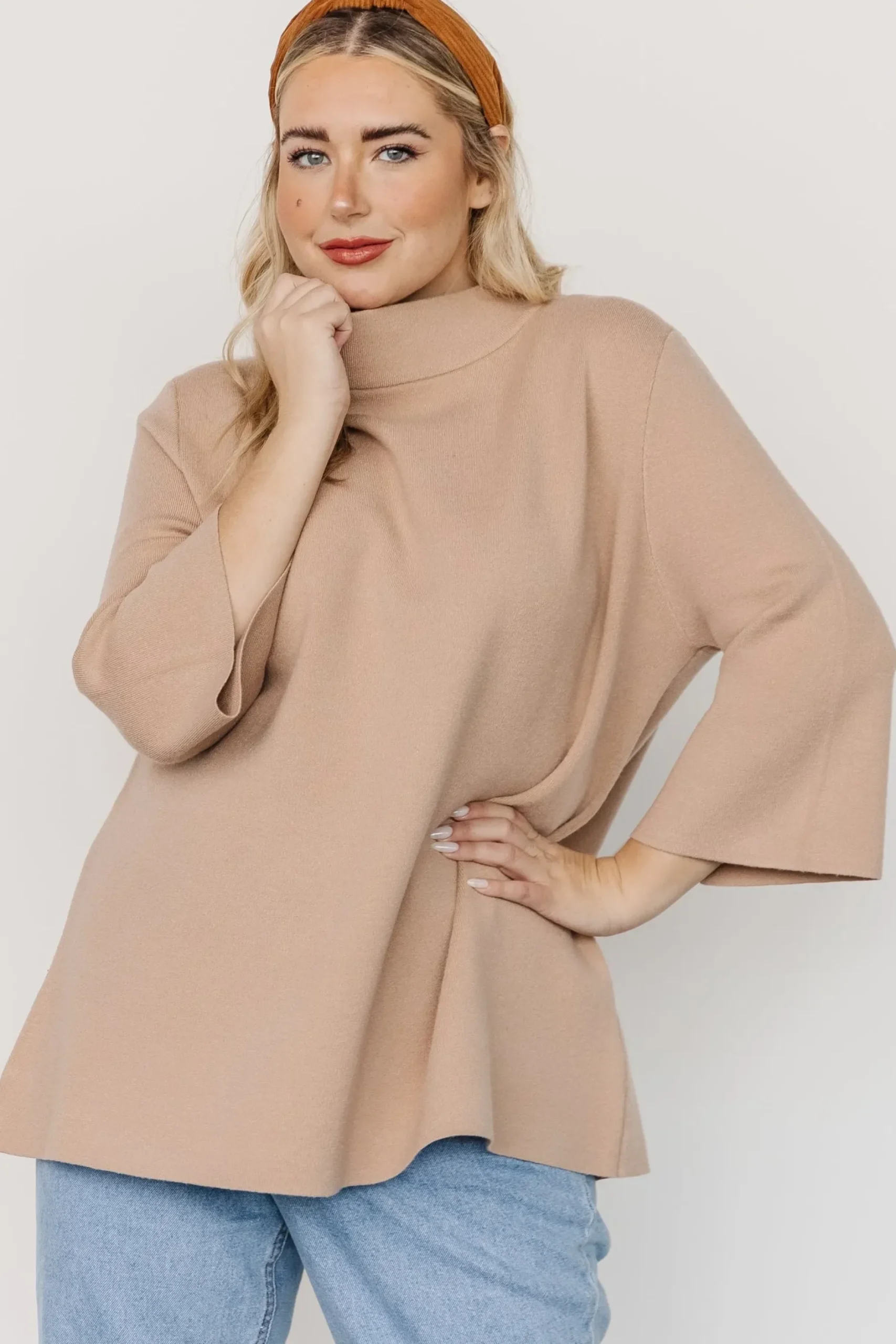 Baltic Born EXTENDED SIZING|Zola Bell Sleeve Sweater | Beige