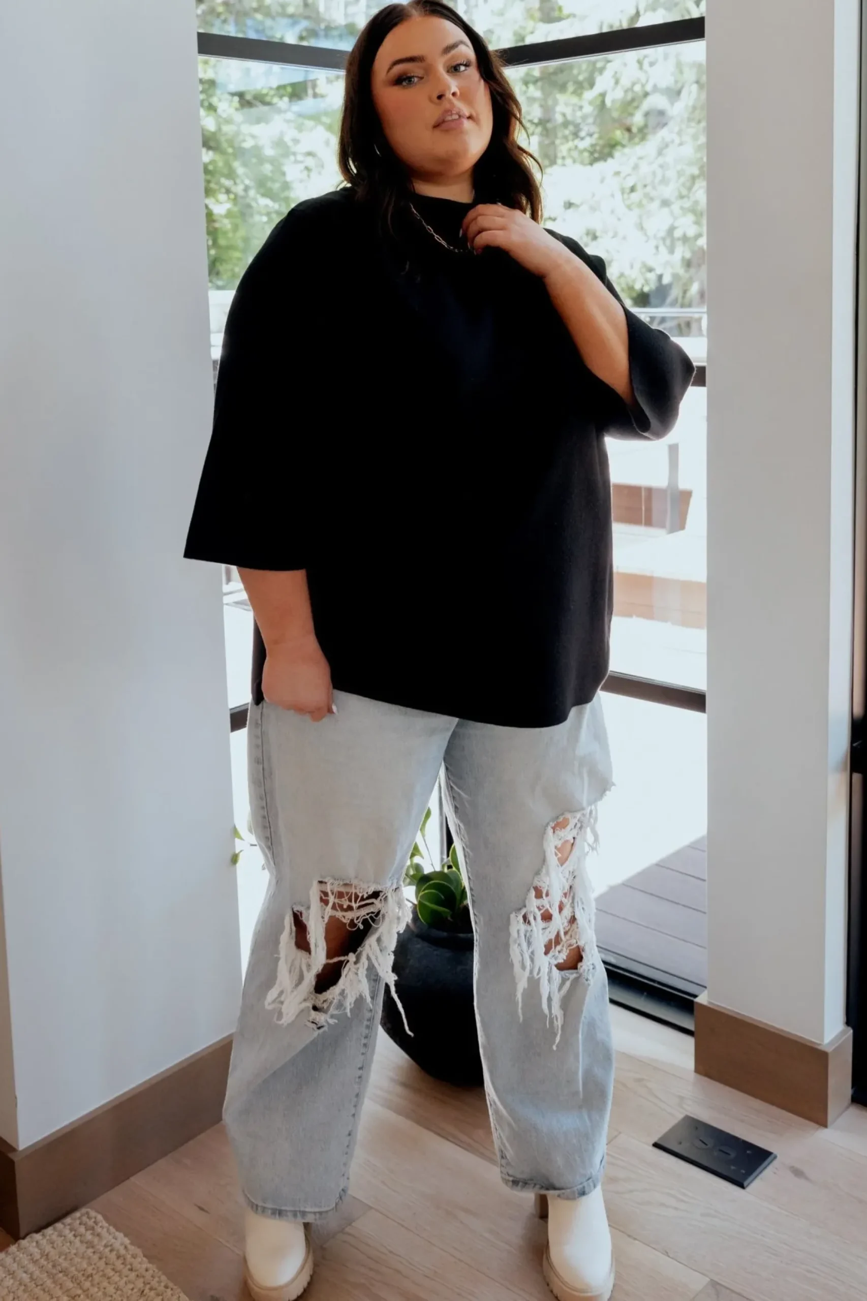 Baltic Born EXTENDED SIZING|Zola Bell Sleeve Sweater | Black