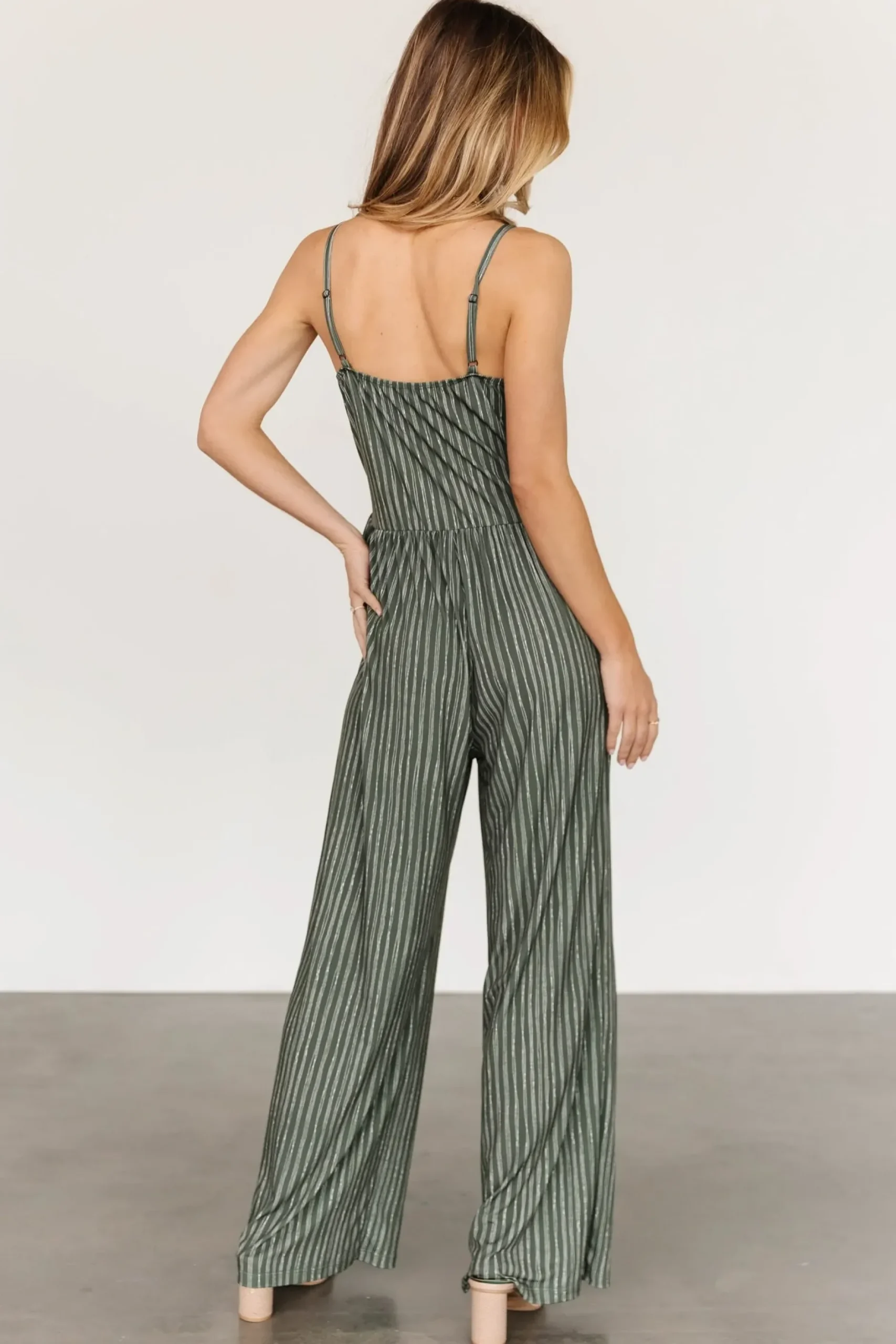 Baltic Born SALE|Zuri Tank Jumpsuit | Olive Stripe